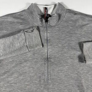 LL Bean 1/4 Zip Fleece Pullover Sweater Mens XL Gray Pockets Thumb holes